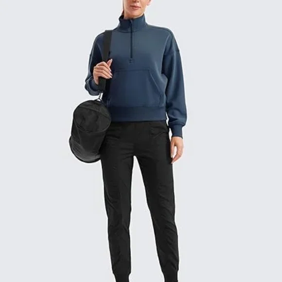 CRZ YOGA Women Half Zip Sweatshirt Long Sleeve Pullover w/ Pocket Size M - Picture 3 of 6